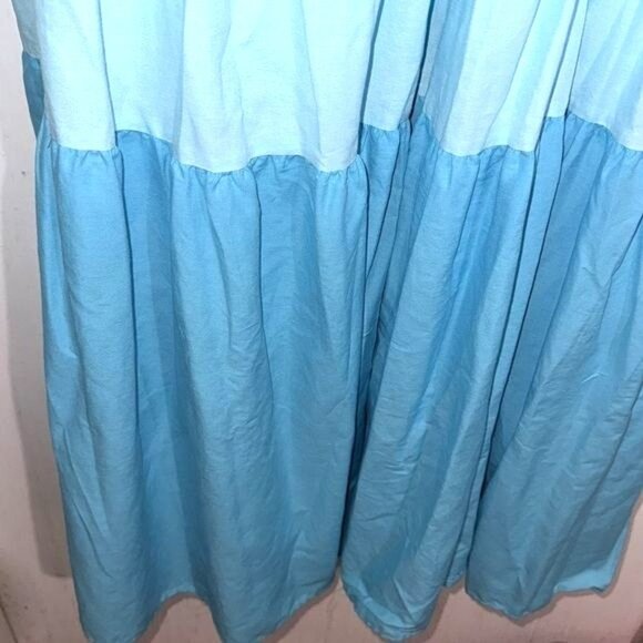 Colorblock Maxi Dress With Adjustable Straps & Ruched Bodice Terra & Sky 1X 100% - Picture 6 of 10